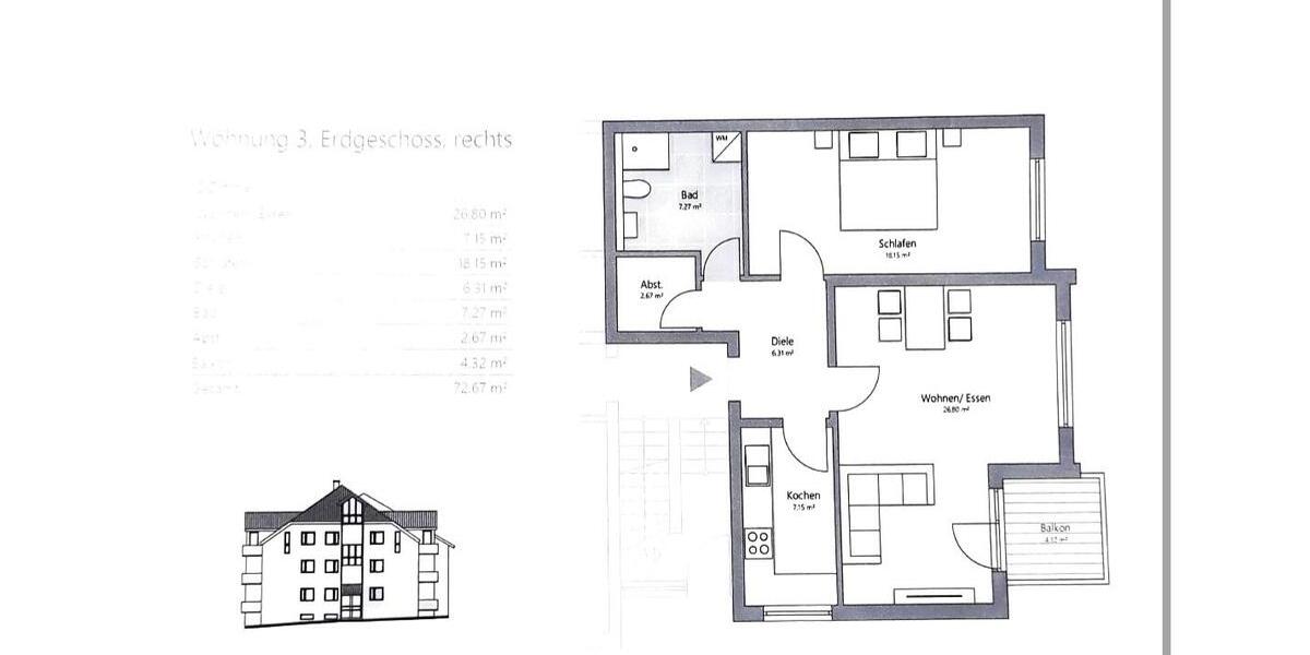 Erdgeschoßwohnung Nickenich - 2 Zimmer, 65 m&sup2;, 850&euro; | Angebot:26412968