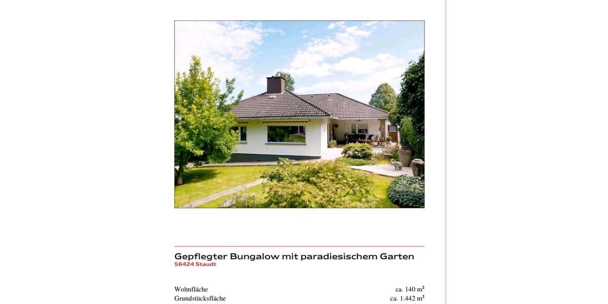 Bungalow Mogendorf - 4 Zimmer, 140 m&sup2;, 599.000&euro; | Angebot:27074257