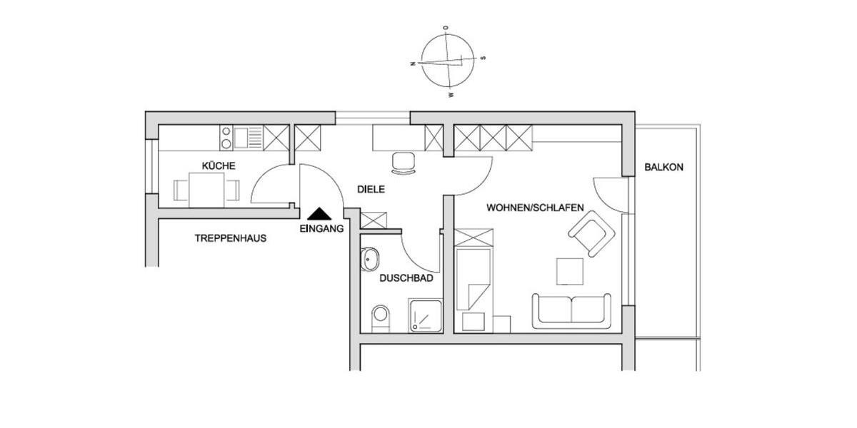 Helle 1-Zimmer-Wohnung in NÄHE UNI und BWZK (Bundeswehr-KH) 1 zimmer