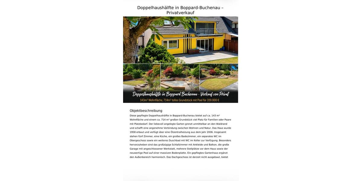 Einfamilienhaus Boppard - 319.000&euro; | Angebot:27195358