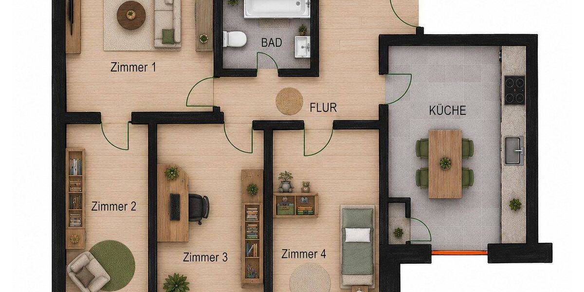 Etagenwohnung Koblenz Süd - 4 Zimmer, 101 m&sup2;, 1.250&euro; | Angebot:26919469