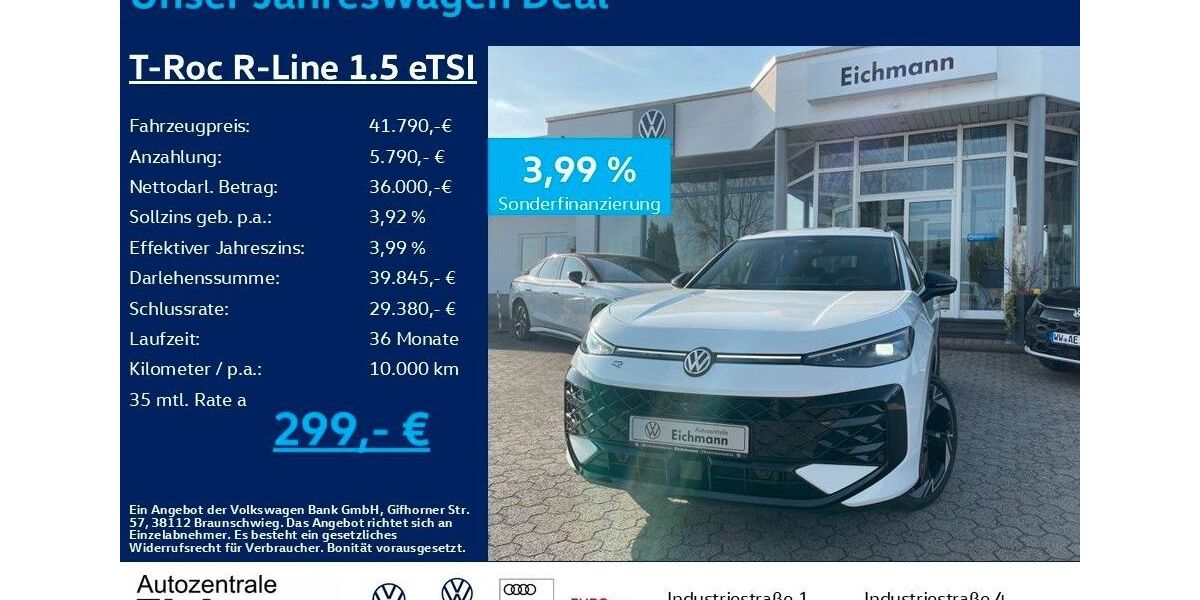 VW T-Roc 4.100 km 39.990 &euro; Heiligenroth 56412
