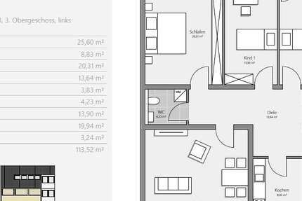 Wohnung Koblenz - 4 Zimmer, 110 m&sup2;, 279.000&euro; | Angebot:25258567
