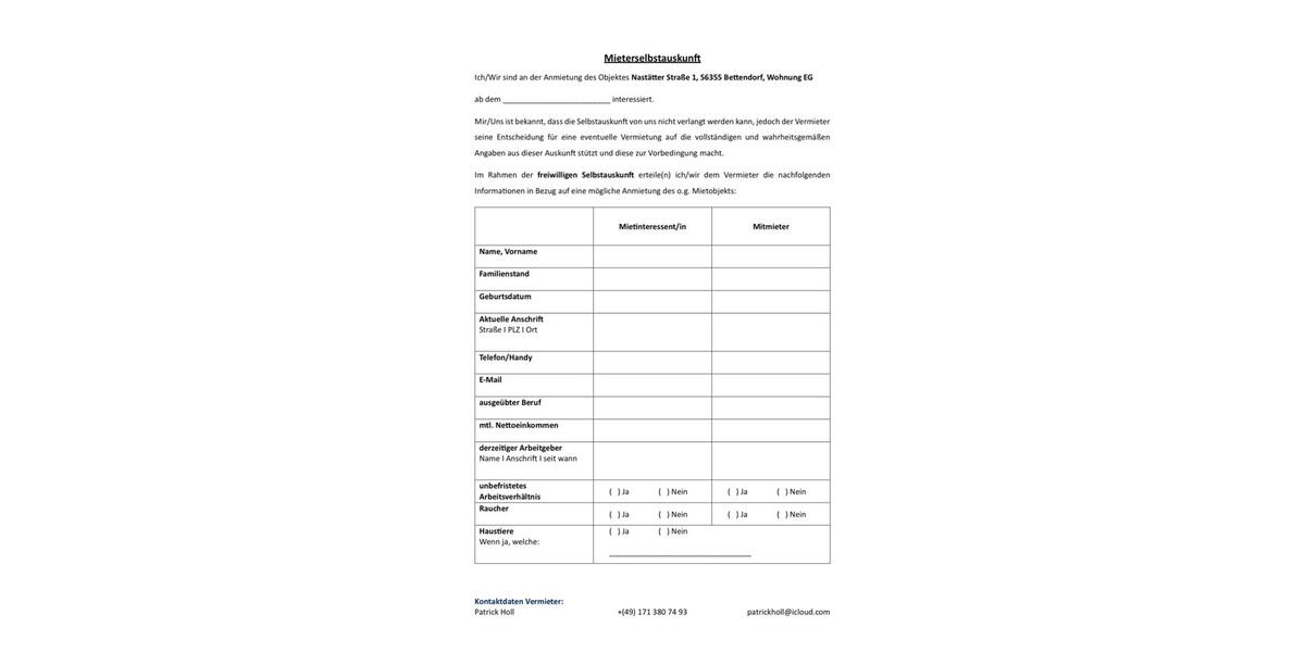 Wohnung Erdgeschoss Bettendorf 65m2 ab 01.04.2026 2 zimmer