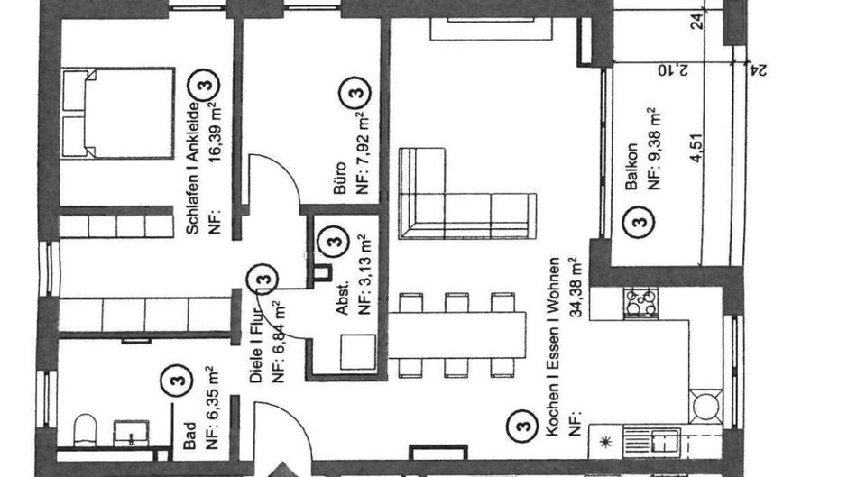 Etagenwohnung Lahnstein - 3 Zimmer, 78 m&sup2;, 1.190&euro; | Angebot:26090409
