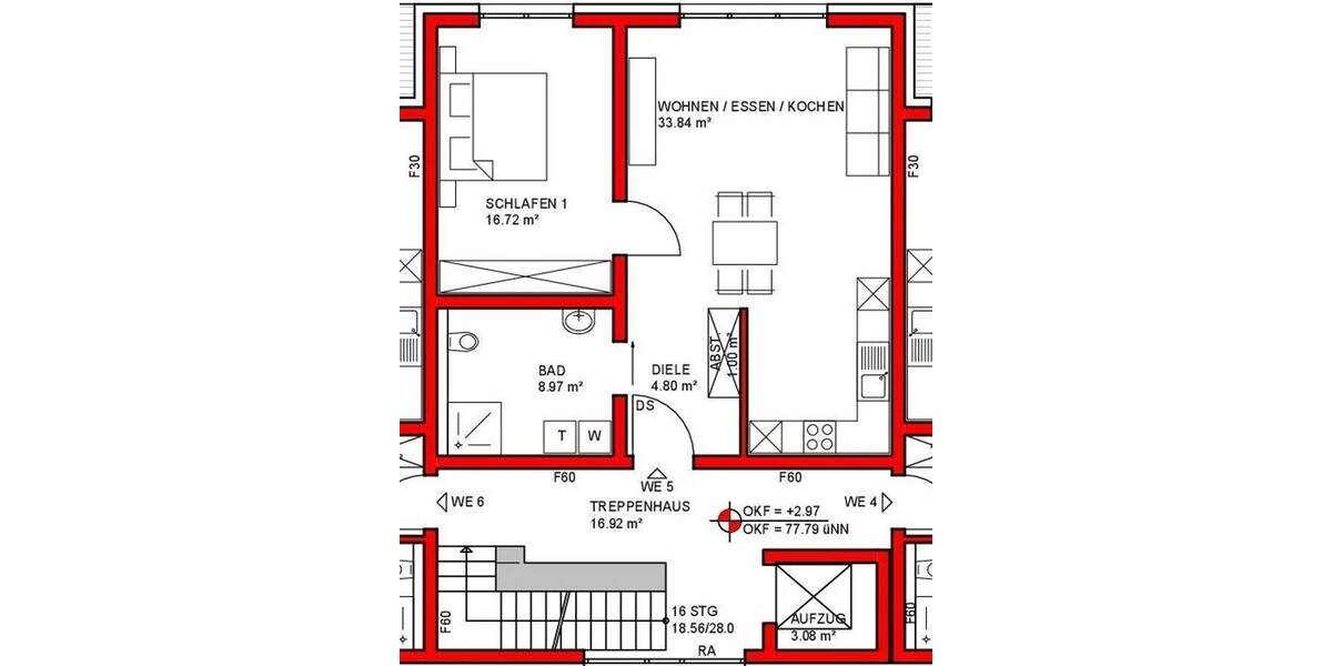 Etagenwohnung Kettig - 2 Zimmer, 65 m&sup2;, 915&euro; | Angebot:25689088
