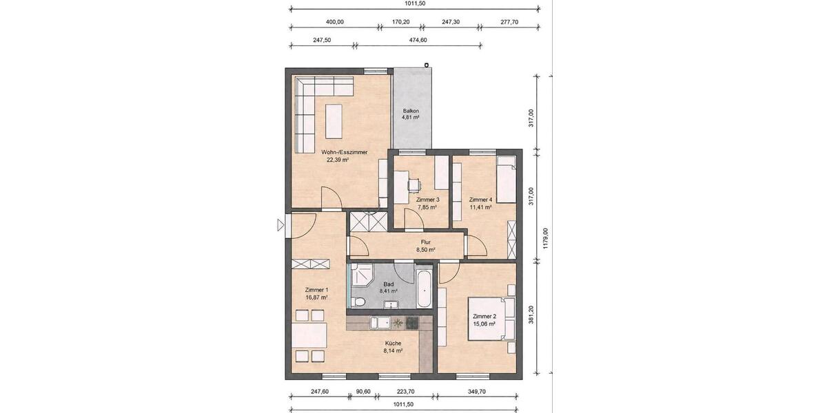 Etagenwohnung Koblenz Horchheim - 4.5 Zimmer, 100 m&sup2;, 330.000&euro; | Angebot:26489133