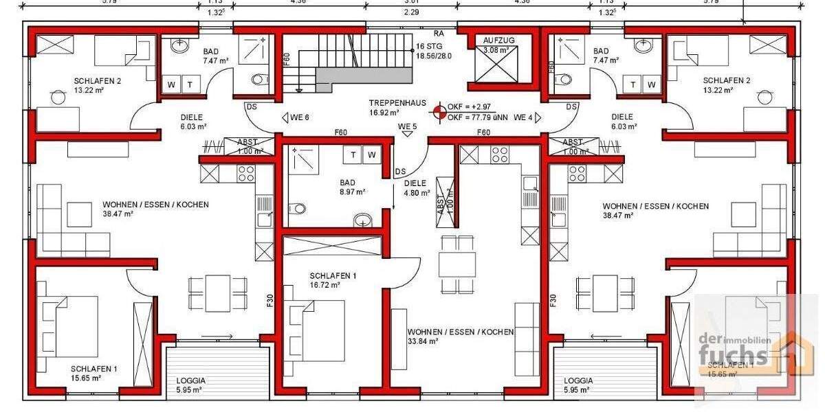 Etagenwohnung Kettig - 3 Zimmer, 85 m&sup2;, 1.195&euro; | Angebot:25689087