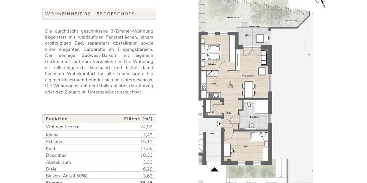 Erdgeschoßwohnung Urbar - 3 Zimmer, 88 m&sup2;, 426.885&euro; | Angebot:26375626