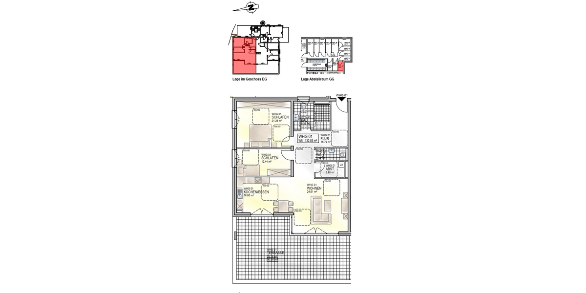 Helle Wohnung mit großer Terrasse im KFW 40 Energiesparhaus in ruhiger Lage im Grünen - Etagenwohnung Koblenz Horchheim | Angebot:26067814