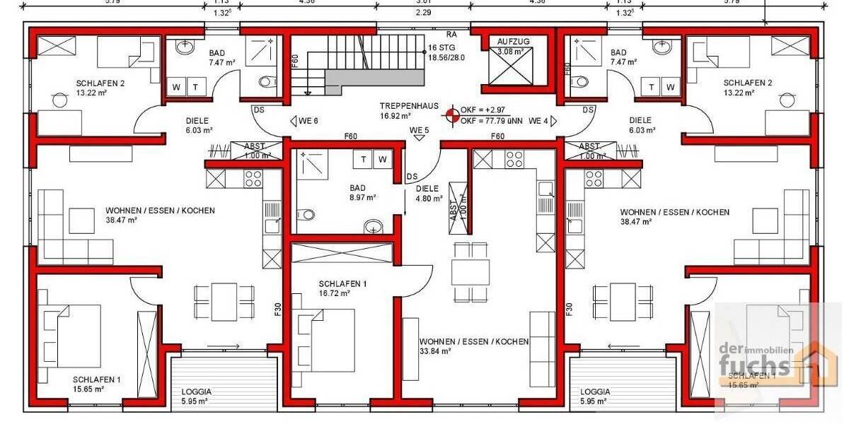 Etagenwohnung Kettig - 3 Zimmer, 85 m&sup2;, 1.195&euro; | Angebot:26731423