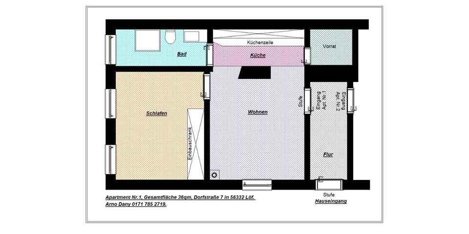 Erdgeschoßwohnung Dieblich - 2 Zimmer, 36 m&sup2;, 460&euro; | Angebot:25712122