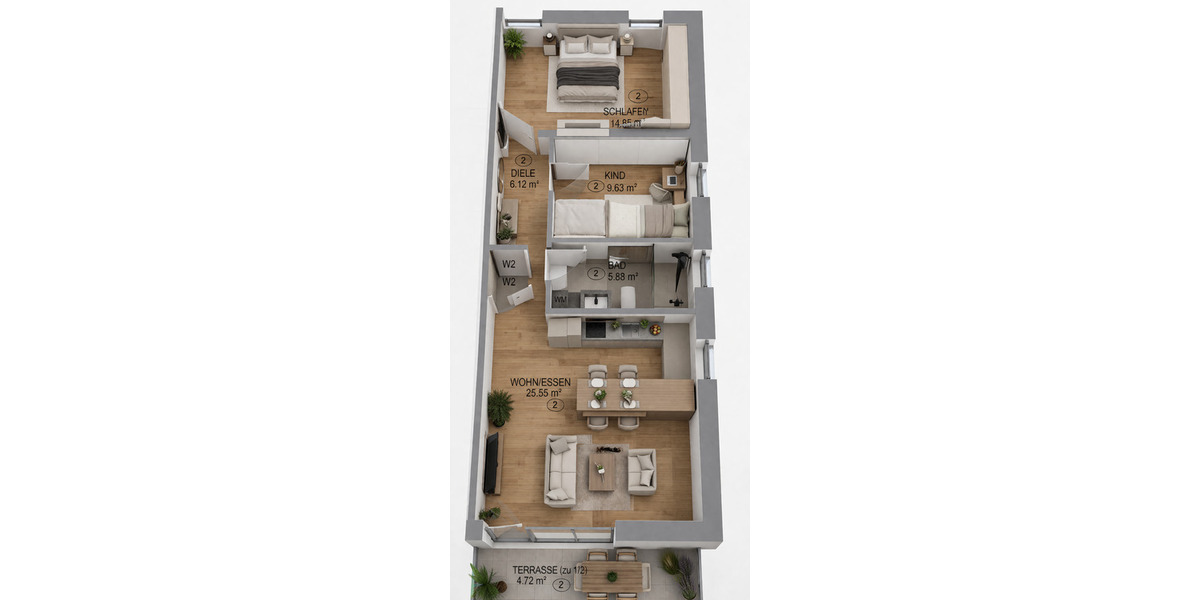 Etagenwohnung Neuwied - 3 Zimmer, 69 m&sup2;, 280.000&euro; | Angebot:25958575