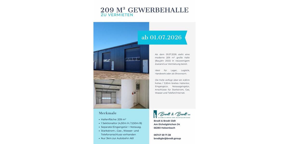 Gewerbeobjekt Halsenbach - 1.254&euro; | Angebot:25223665