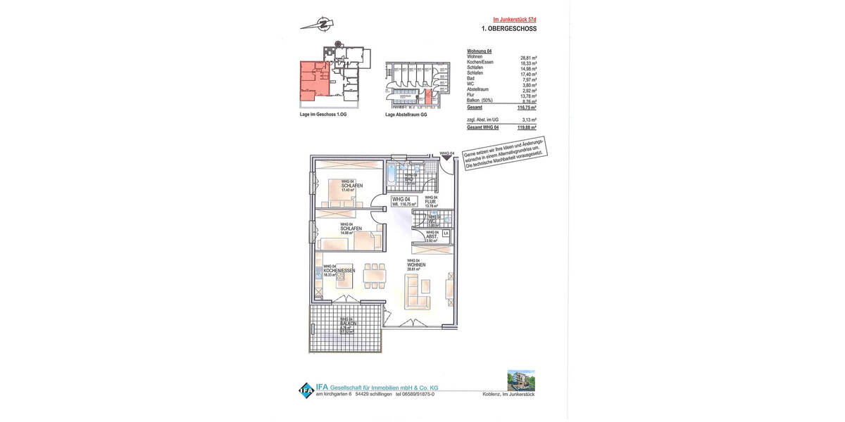 Etagenwohnung Koblenz Pfaffendorfer Höhe - 3 Zimmer, 554.600&euro; | Angebot:25700927