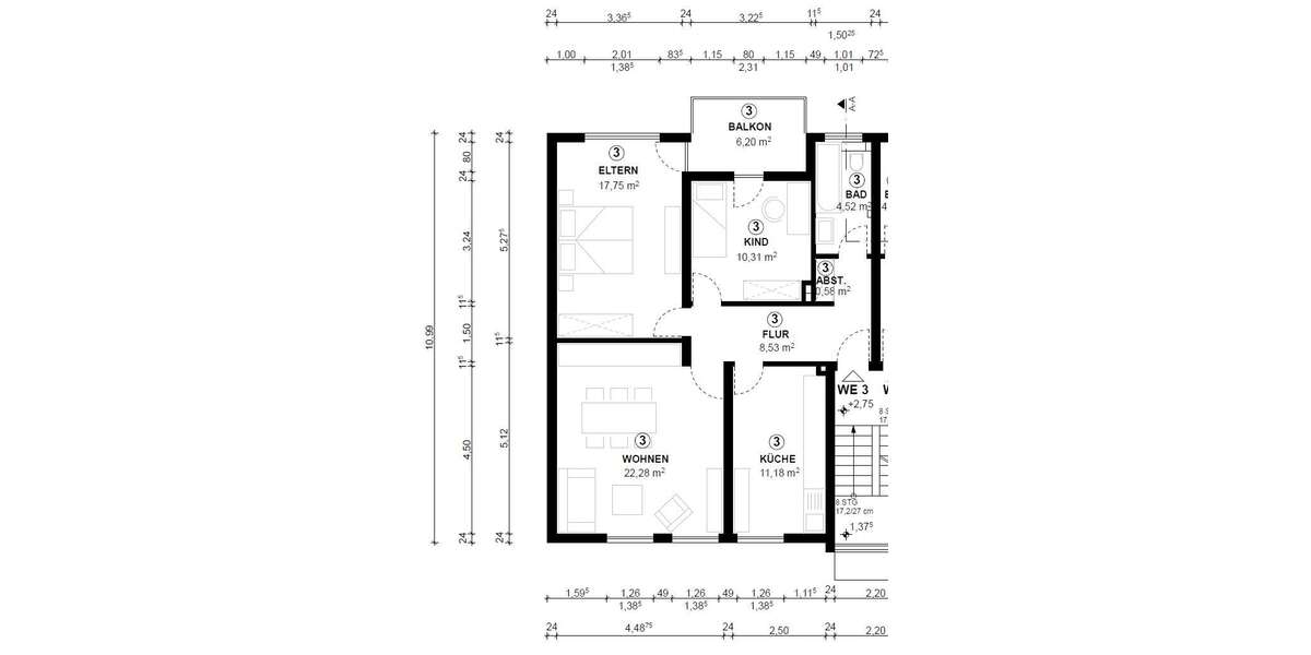 Etagenwohnung Urbar - 3 Zimmer, 78 m&sup2;, 199.000&euro; | Angebot:26373594