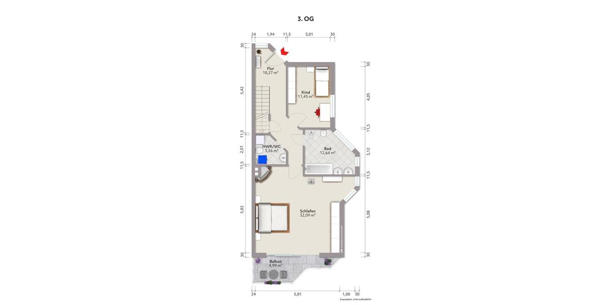 Maisonettenwohnung Vallendar - 3 Zimmer, 116 m&sup2;, 299.000&euro; | Angebot:26764896