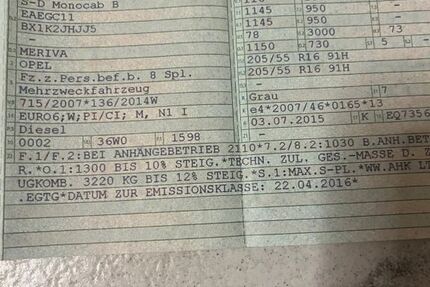 Opel Meriva 150.000 km 6.700 € Ruppertshofen 56357