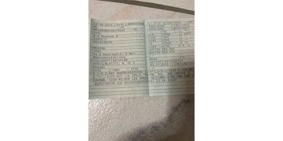 Opel Meriva 150.000 km 6.700 € Ruppertshofen 56357